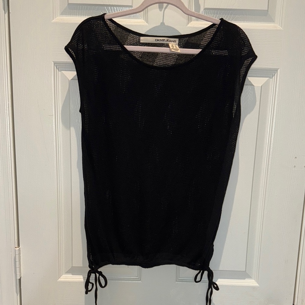 DKNY Black Blouse with Drawstring Details